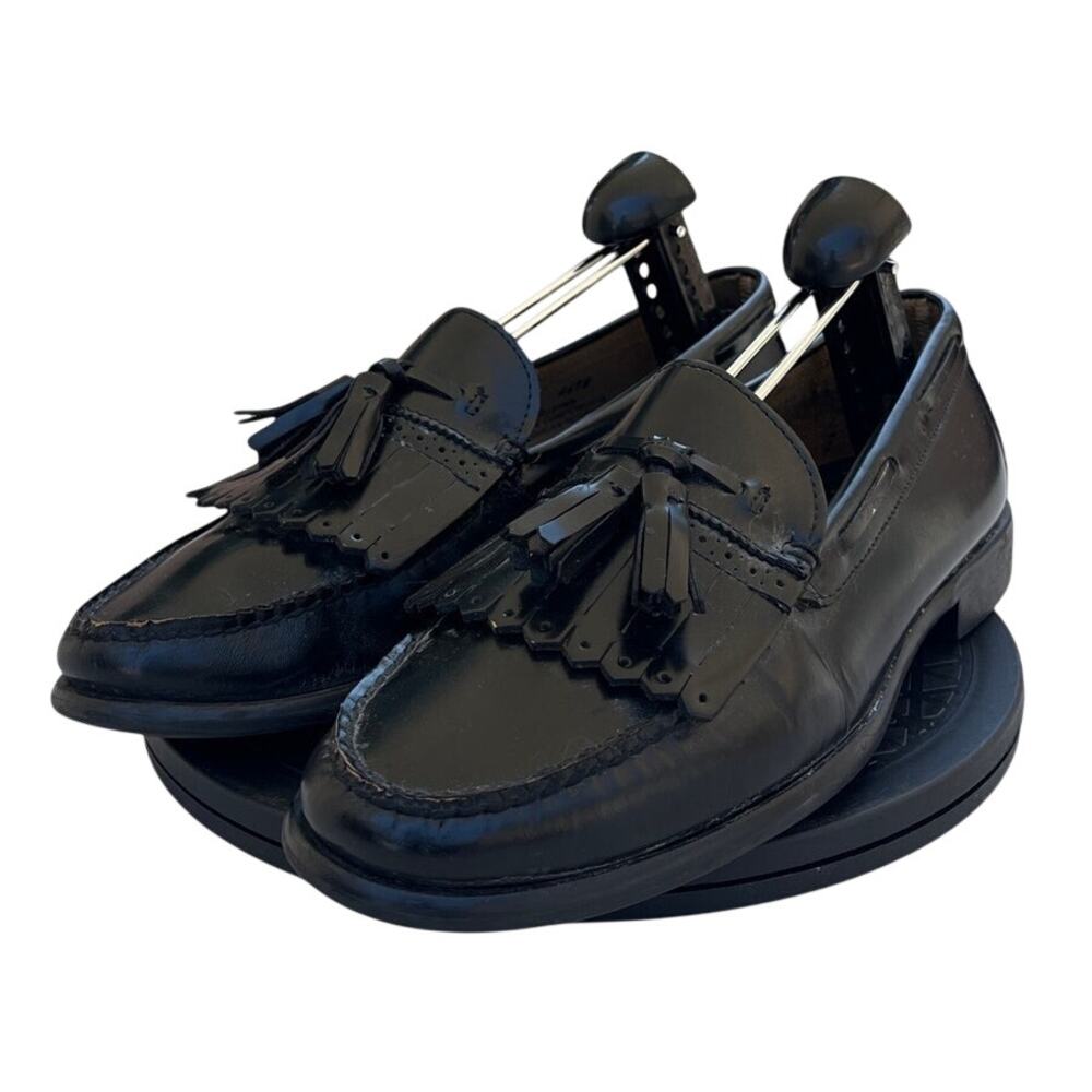 Mens G.H. Bass Leather Tassel Kiltie Preppy Slip-On Loafer Shoes SZ 9D Black